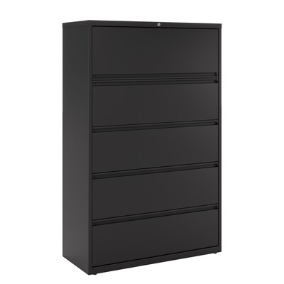 Quill Brand® HL8000 Commercial 5 File Drawers Lateral File Cabinet, Locking, Black, Letter/Legal, 42W (21748D)