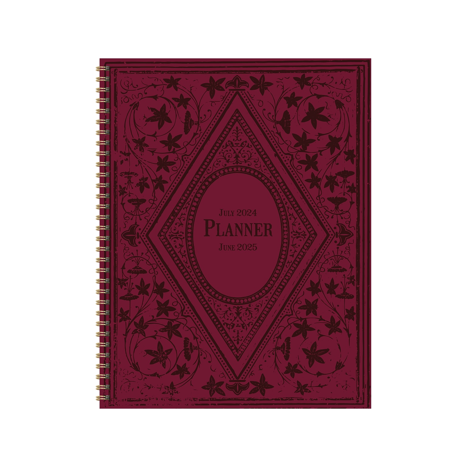 2024-2025 TF Publishing Bibliophile Series Merlot 8.5 x 11 Academic Weekly & Monthly Planner, Paperboard Cover, Red/Black