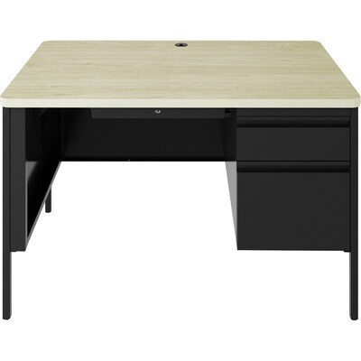 Lorell Fortress Series 48" W Right Single-Pedestal Desk, Black (LLR66907)