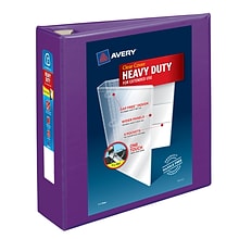 Avery Heavy Duty 3 3-Ring View Binders, One Touch EZD Ring, Purple (79810)