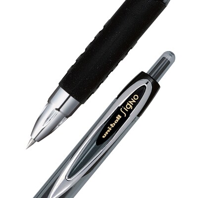 uni-ball 207 Retractable Gel Pens, Ultra Micro Point, 0.38mm, Black Ink, Dozen (1790922)