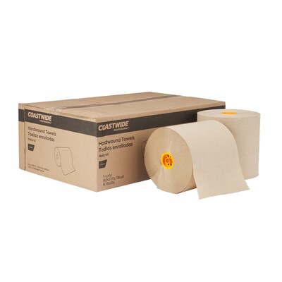 Coastwide Professional™ J-Series Hardwound Paper Towels, 1-ply, 800 ft./Roll, 6 Rolls/Carton (CWJHT-NAT)