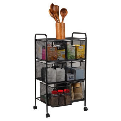 Mind Reader 6-Drawer Office Utility Cart, Black (6DRMESH-BLK)