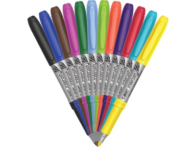 BIC Intensity Permanent Markers, Fine Tip, Assorted Colors, 12/Pack (GPMAP12N-AST)