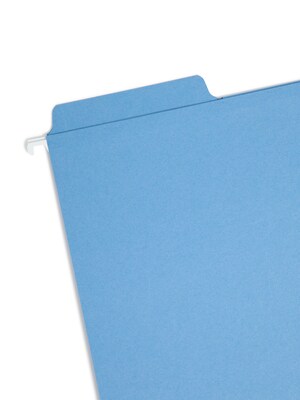 Smead FasTab Hanging File Folders, 1/3-Cut Tab, Letter Size, Blue, 20/Box (64099)