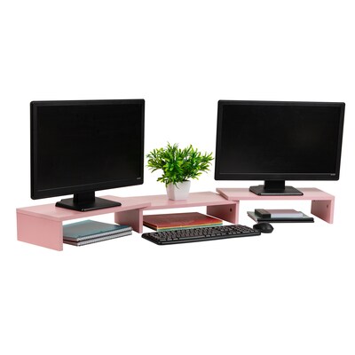 Mind Reader Adjustable Dual Monitor Stand, Up to 44 lbs., Pink (MDFMOND-PNK)