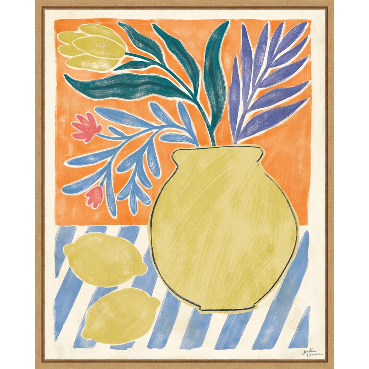 Amanti Art Cyprus and Lemon Still Life IV by Janelle Penner Framed Canvas Wall Art Print, 23 x 28 (A42677521102)