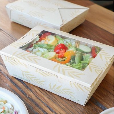 World Centric No Tree 46 oz. Paper Carryout Container, Rectangle, Natural, 200/Carton (WORTONT8W)