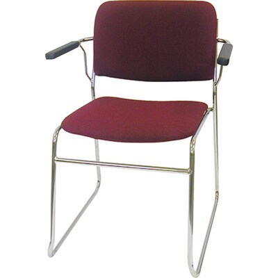 MLP Sled-Base Stack Chair with Arms; Burgundy Fabric, Chrome Frame