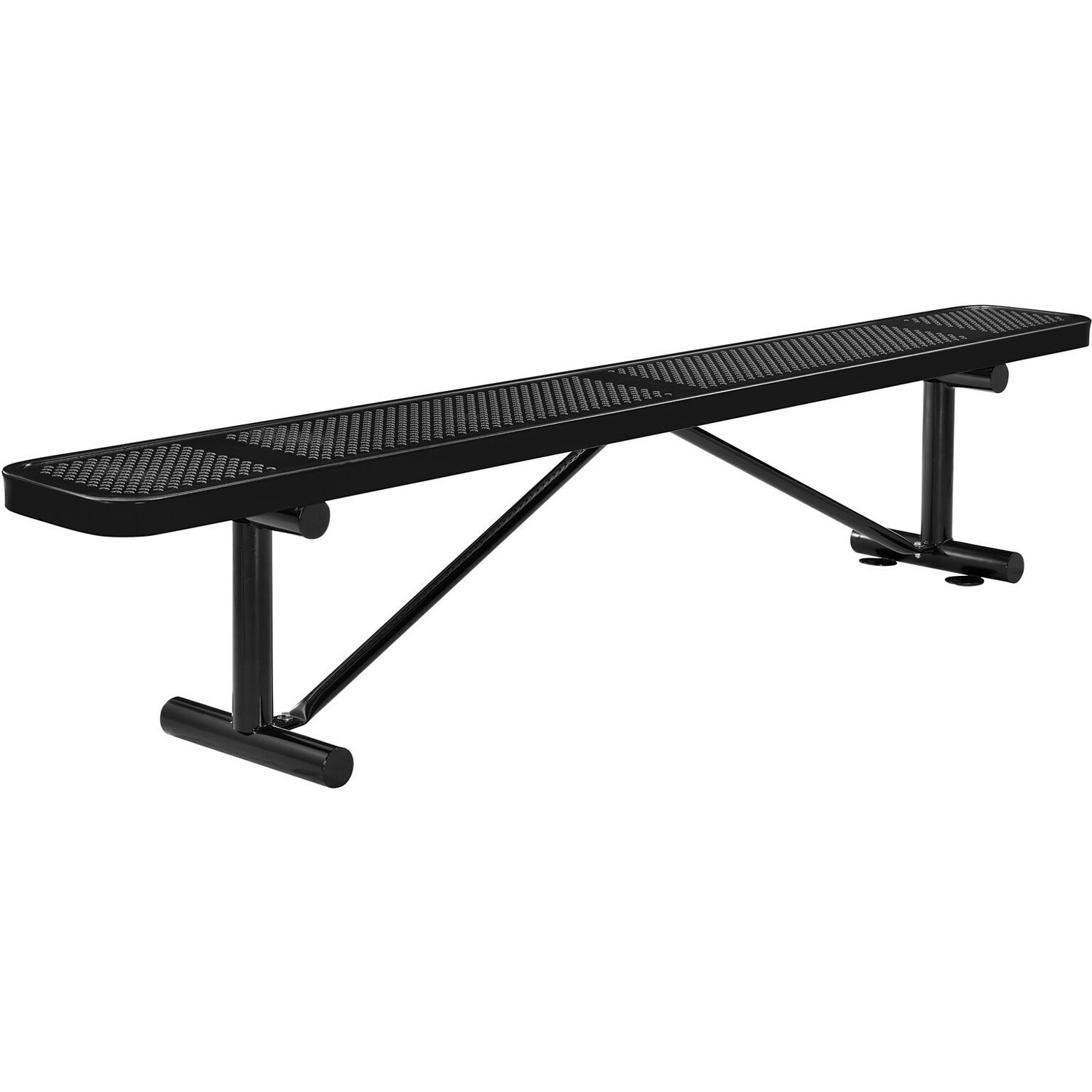 Global Industrial 8 Outdoor Steel Flat Bench, Perforated Metal, Black (262076BK)