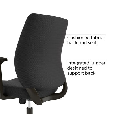 Staples® Essentials Ergonomic Fabric Swivel Task Chair, Black (UN59380)