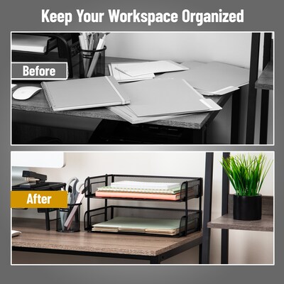 Mind Reader Metal Side Loading Stackable Letter Tray, Letter Size, Black (ESTACK2-BLK)