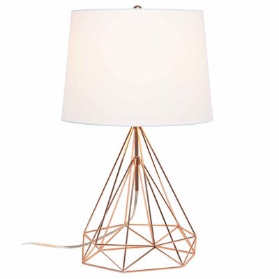Lalia Home Geometric Wired Table Lamp, Fabric Shade, Rose Gold (LHT-5024-RG)
