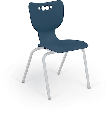 MooreCo 18 Hierarchy Student Chair with 4 Legs, Navy/Platinum Base (703673561969)