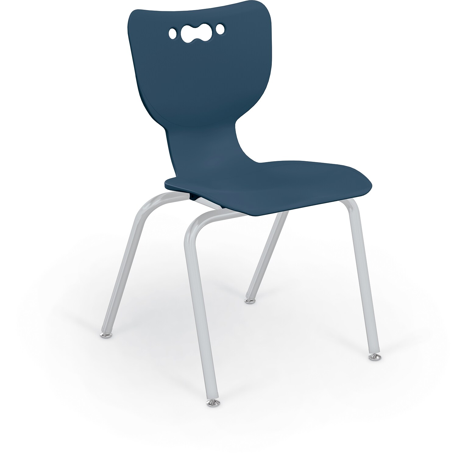 MooreCo 18 Hierarchy Student Chair with 4 Legs, Navy/Platinum Base (703673561969)