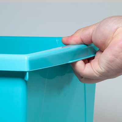 Storex Polypropylene/PP 4 Gallon Classroom Storage Bin, 7.9" x 11.3" x 13.6", Teal, 3/Bundle (STX61477U06C-3)
