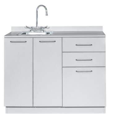 Viva Comfort 36.75H x 42W Exam Room Medical Cabinet With Sink, 2-Doors, 3-Drawers, Gray (ADIME902-BASE-42-LS-GRY-MK)