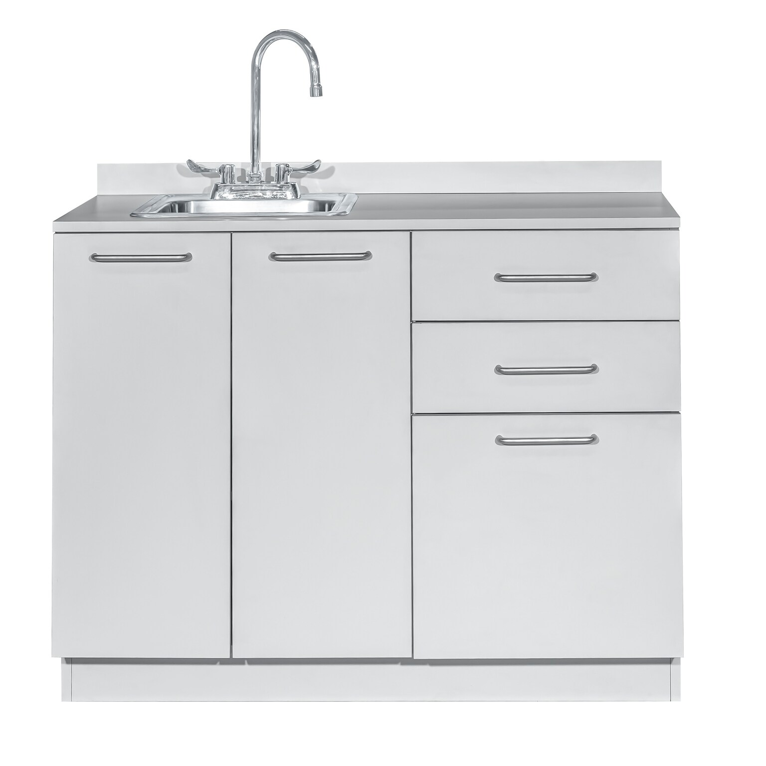 Viva Comfort 36.75H x 42W Exam Room Medical Cabinet With Sink, 2-Doors, 3-Drawers, Gray (ADIME902-BASE-42-LS-GRY-MK)