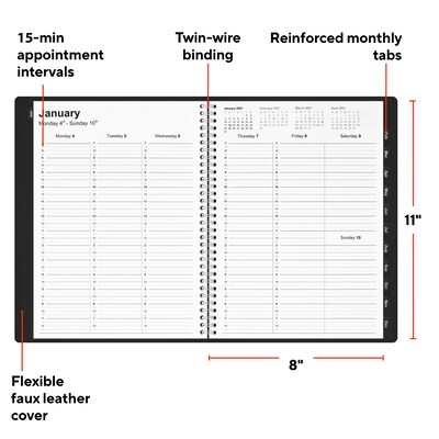 2027 Staples 8 x 11 Weekly & Monthly Planner, Faux Leather Cover, Black (ST21494-27)