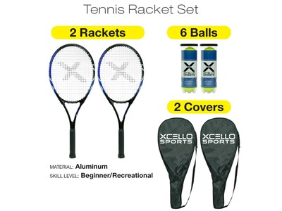 Xcello Sports 2-Player Aluminum Tennis Racket Set, Multicolor (XS-T-RS-27)