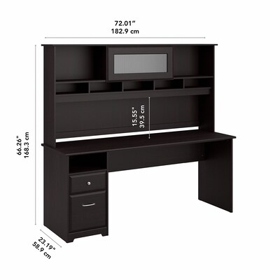 Bush Furniture Cabot 72W Computer Desk with Hutch and Drawers, Espresso Oak (CAB049EPO)