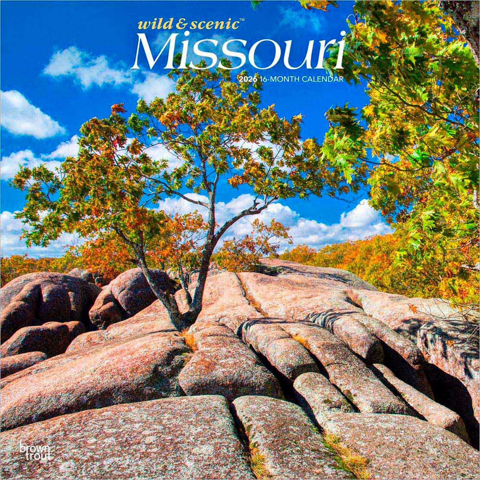 2026 BrownTrout Missouri Wild & Scenic 12 x 12 Monthly Wall Calendar (9798330704620)