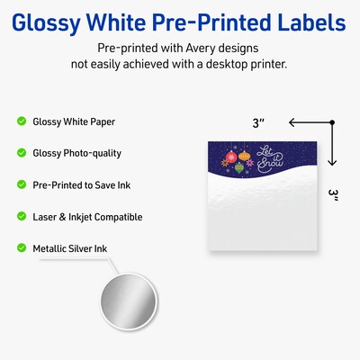 Avery Square Multipurpose Labels, 3 x 3, White, 60/Pack (19479370447)