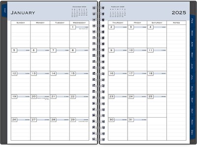 2025 Blue Sky Passages 5.88" x 8.63" Weekly & Monthly Planner, Plastic Cover, Charcoal Gray (100010-25)