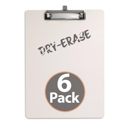 Officemate Dry Erase Clipboard, Top Clip with Pen Holder, 6pk (83161)