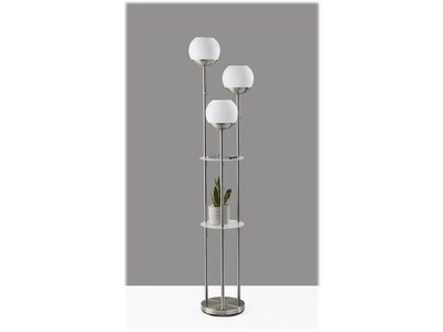 Adesso Bianca 63" Brushed Steel Floor Lamp with 3 Globe Shades (4023-22)