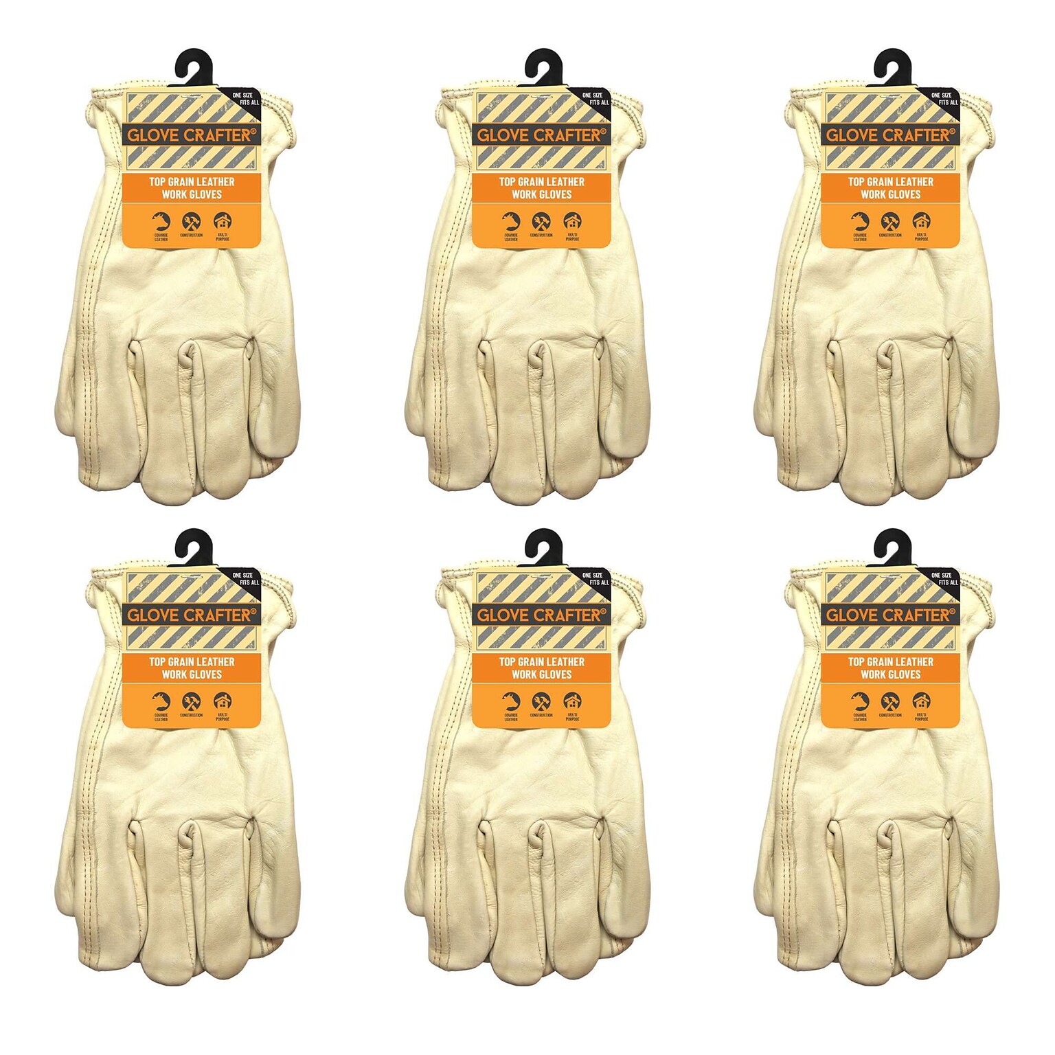 Glove Crafter Unisex Soft Grain Leather Driving Gloves, Large, Tan, 6/Pack, 12 Packs/Carton (13282)