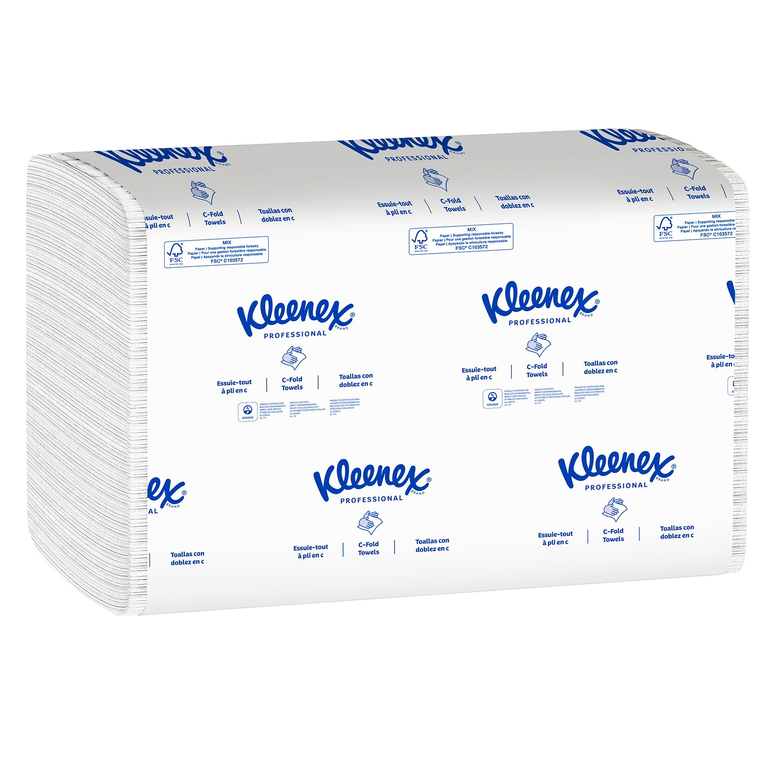 Kleenex Recycled C-Fold Paper Towels, 1-Ply, 150 Sheets/Pack, 16 Packs/Carton (01500)