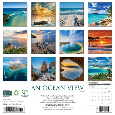 2026 Willow Creek Ocean View 12 x 12 Monthly Wall Calendar (52228X)