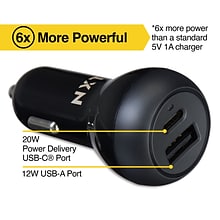 NXT Technologies™ Universal USB-C/USB-A Car Charger, Black (NX60452)