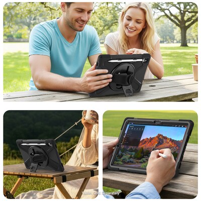 SaharaCase Raider-X Series Heavy Duty Case for Galaxy Tab S11, Hand Strap & Shoulder Strap, Scorpion Black (TB00492)