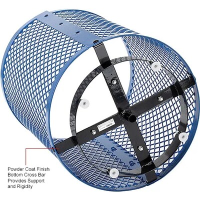 Global Industrial Outdoor Diamond Steel Trash Can w/ Flat Lid & Base, 36 Gallon, Blue (261924BLD)