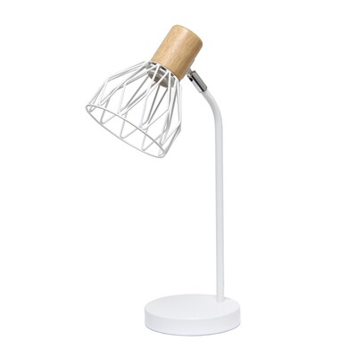 Simple Designs Farmhouse Fusion LED Desk Lamp, 18.19", White Iron (LD2022-WHT)