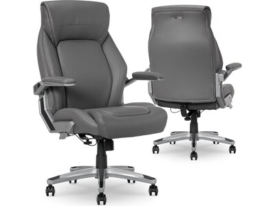 La-Z-Boy Meyer Ergonomic Bonded Leather Swivel Executive Chair, Gray (60082-GRY)