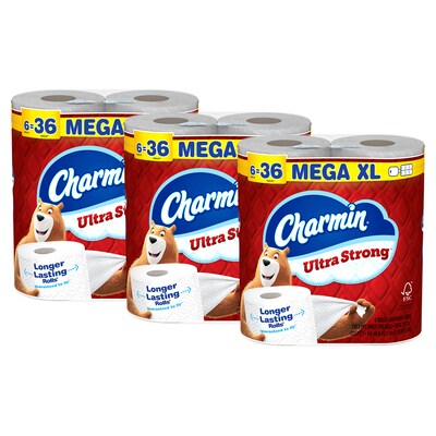 Charmin Ultra Strong Mega XL Toilet Paper, 2-Ply, White, 330 Sheets/Roll, 6 Rolls/Pack, 3 Packs/Carton (04308)