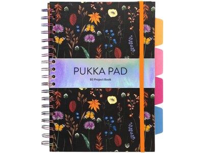 Pukka Pad Bloom 5-Subject Subject Notebooks, 6.9" x 9.8", College Ruled, 100 Sheets, Assorted Colors, 3/Pack (9494-BLM(ASST))