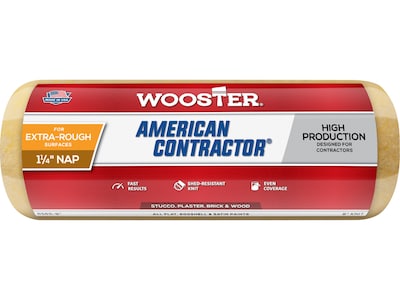 Wooster Brush American Contractor Paint Roller Cover, 9"L, 1.25" Nap, Dozen (00R5650090)