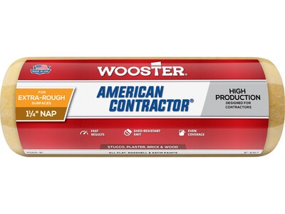 Wooster Brush American Contractor Paint Roller Cover, 9"L, 1.25" Nap, Dozen (00R5650090)