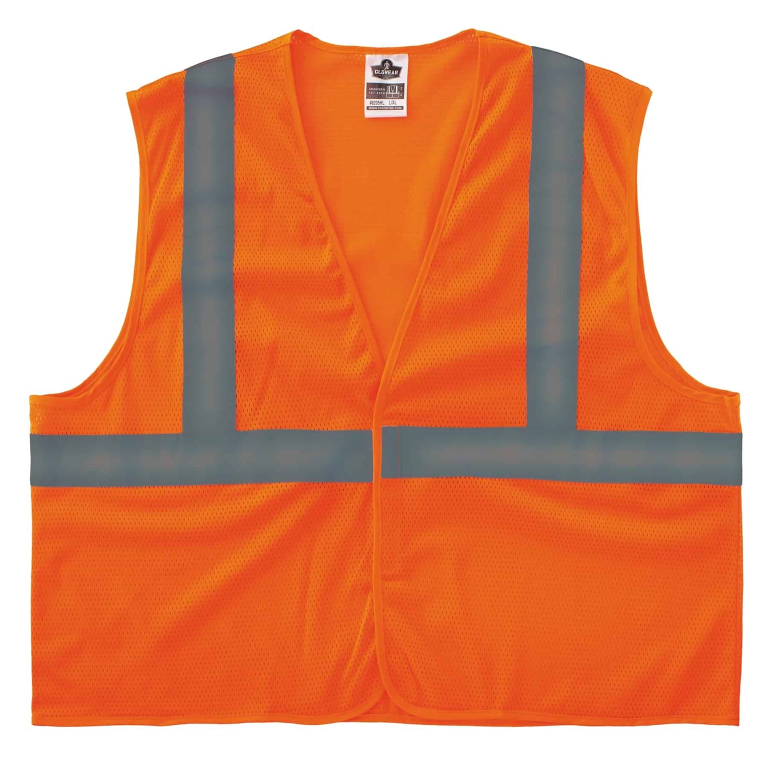 GloWear 8205HL-ECO High Visibility Sleeveless Vest, ANSI Type R Class 2, Orange, S/M, (21993)