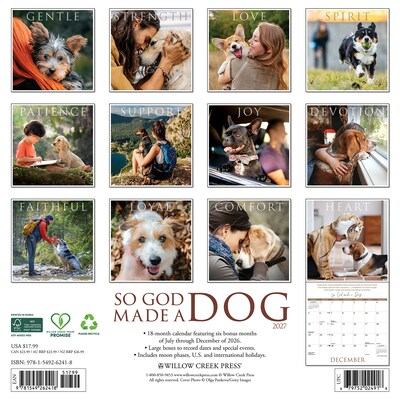 2027 Willow Creek So God Made a Dog 12 x 12 Monthly Wall Calendar, Assorted Colors (62418)