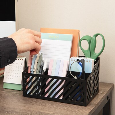 Mind Reader 5-Compartment Metal Desk Organizer, Black (MOSORG-BLK)