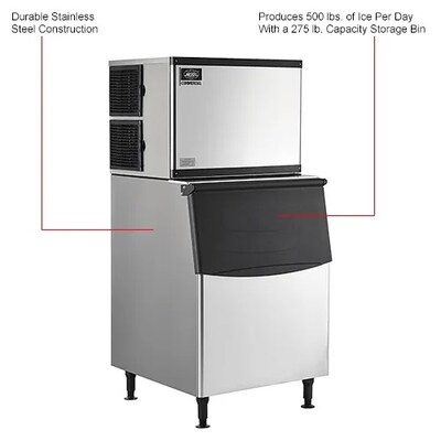 Global Industrial Nexel Modular Ice Machine With Storage Bin, Air Cooled, 500 Lb. Production/24 Hrs. (243032)