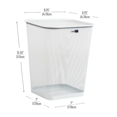 Mind Reader Metal Trash Can Without Lid, 5 Gallon, White, 2/Pack (2SQUAGA-WHT)