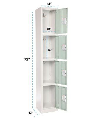 AdirOffice 72"H 4-Tier Misty Green Storage Locker (ADI629-204-MGRN-DL)