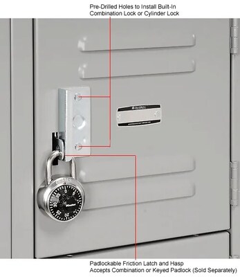 Global Industrial Capital 6-Tier 18-Door Box Locker, 36"W x 18"D x 78"H, Gray (269697GY)