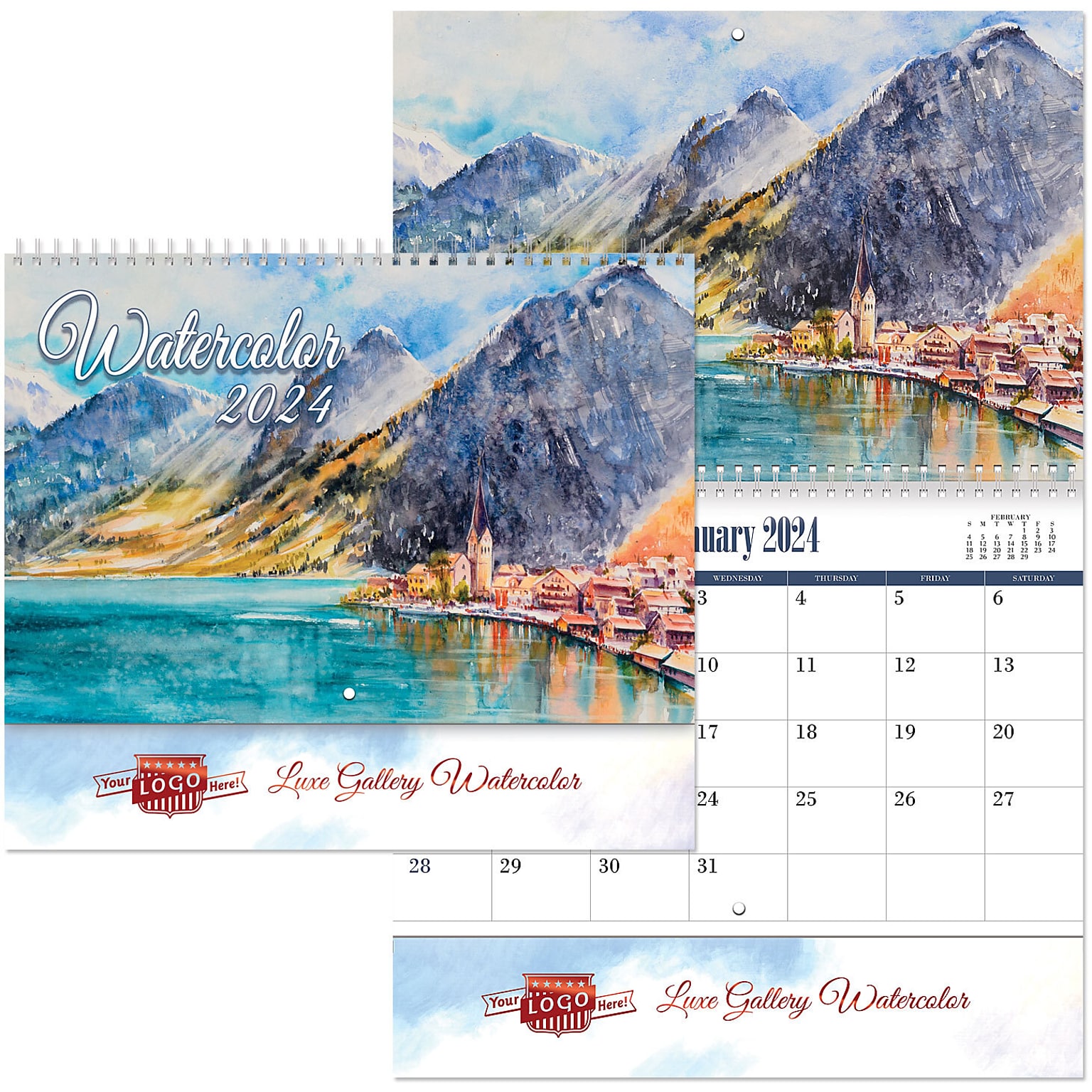 Custom Water Color Spiral Wall Calendar